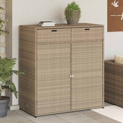 Armoire de rangement jardin beige 105x55x113 cm résine tressée 
