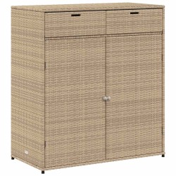 Armoire de rangement jardin beige 105x55x113 cm résine tressée 