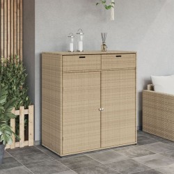 Armoire de rangement jardin beige 105x55x113 cm résine tressée 