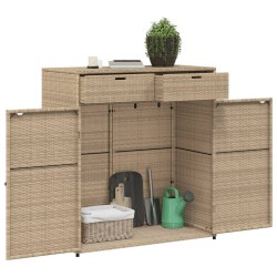 Armoire de rangement jardin beige 105x55x113 cm résine tressée 