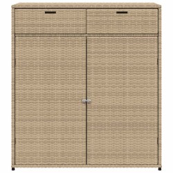 Armoire de rangement jardin beige 105x55x113 cm résine tressée 