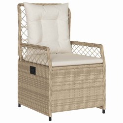Ensemble de dinette de jardin 3 pièces en rotin synthétique beige 