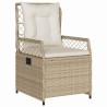 Ensemble de dinette de jardin 3 pièces en rotin synthétique beige 