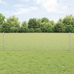 Clôture en fil soudé avec 22 poteaux en U Argent 0,6x50 m Acier 