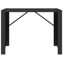 Table de bar et dessus en verre noir 145x80x110 cm poly rotin 