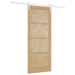 Porte Coulissante avec Ensemble Matériel 86x211 cm en Bois Massif de Pin 