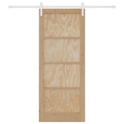 Porte Coulissante avec Ensemble Matériel 86x211 cm en Bois Massif de Pin 