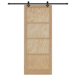 Porte Coulissante avec Quincaillerie 93x232 cm Bois Massif en Pin 
