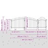Portail de jardin avec des pointes en lance grises 150x400 cm en acier 