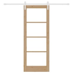 Porte Coulissante avec Kit de Quincaillerie "ORKDAL" Bois Massif & Verre 