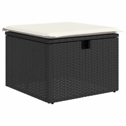 Ensemble de canapés de jardin 4 pièces avec coussins noirs en poly rotin 