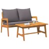 Ensemble de bistro 2 pièces avec coussins - En bois d'acacia massif 