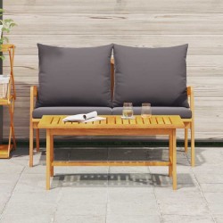 Ensemble de bistro 2 pièces avec coussins - En bois d'acacia massif 