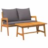 Ensemble de bistro 2 pièces avec coussins - En bois d'acacia massif 