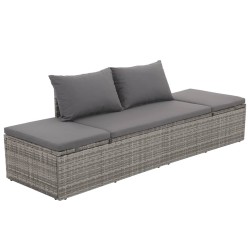 Lit de jardin Gris 195x60 cm Résine tressée 
