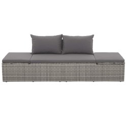 Lit de jardin Gris 195x60 cm Résine tressée 
