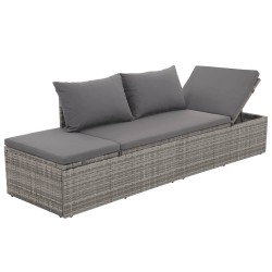 Lit de jardin Gris 195x60 cm Résine tressée 