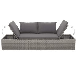 Lit de jardin Gris 195x60 cm Résine tressée 