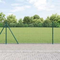 Clôture en Fil Soudé avec 13 Poteaux à Flans Verts 1x50 m Acier 