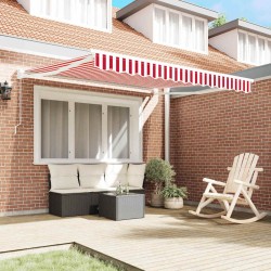 Store manuel retractable rayé rouge et blanc 300 x 250 cm 