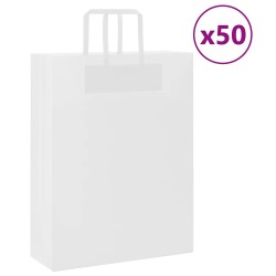 Sacs en papier 50 pcs avec poignées blanc 32x12x42 cm 