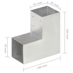 Connecteur de poteau Forme en L Métal galvanisé 91x91 mm 