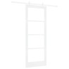 Porte Coulissante avec Matériel Blanc 83x211 cm Bois Massif Pin 