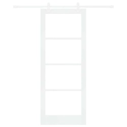 Porte Coulissante avec Matériel Blanc 83x211 cm Bois Massif Pin 