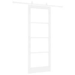 Porte Coulissante avec Matériel Blanc 83x211 cm Bois Massif Pin 