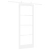 Porte Coulissante avec Matériel Blanc 83x211 cm Bois Massif Pin 