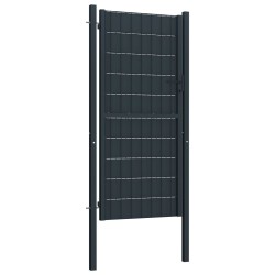 Portail de clôture PVC et acier 100x204 cm Anthracite  