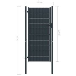 Portail de clôture PVC et acier 100x204 cm Anthracite  