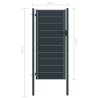 Portail de clôture PVC et acier 100x204 cm Anthracite  
