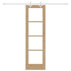 Jeu de porte coulissante avec quincaillerie 61x198,5 cm en bois massif de pin 