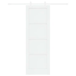 Porte coulissante avec kit de quincaillerie blanche 73,5 x 211 cm en bois massif de pin 