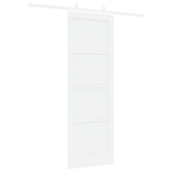 Porte coulissante avec kit de quincaillerie blanche 73,5 x 211 cm en bois massif de pin 