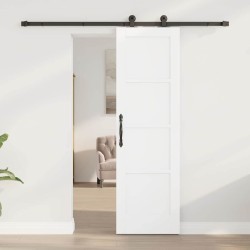Porte Coulissante avec Kit de Quincaillerie Blanche 61x198,5 cm en Bois Massif de Pin 