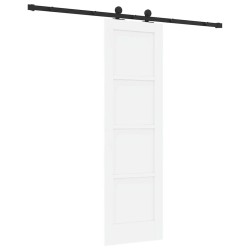 Porte Coulissante avec Kit de Quincaillerie Blanche 61x198,5 cm en Bois Massif de Pin 