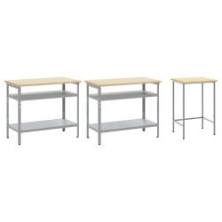 Set de banc de travail 3 pièces en acier gris 