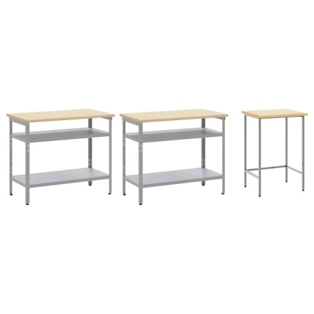 Set de banc de travail 3 pièces en acier gris 