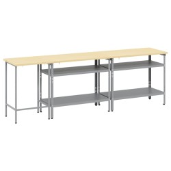Set de banc de travail 3 pièces en acier gris 