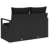 Canapé de jardin 2 places avec rangement et coussins en poly rattan noir 