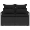 Canapé de jardin 2 places avec rangement et coussins en poly rattan noir 