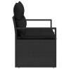 Canapé de jardin 2 places avec rangement et coussins en poly rattan noir 
