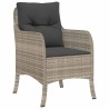 Set de salle à manger de jardin 3 pièces avec coussins Gris clair Poly Rattan 