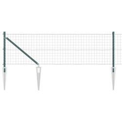 Clôture Euro avec 13 poteaux en pointe 0,8x25 m en acier galvanisé vert 