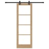 Porte Coulissante avec Ensemble de Matériel 'ORKDAL'Bois Massif et Verre 