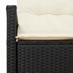 Canapé de jardin 2 places avec rangement et coussins en poly rotin noir 
