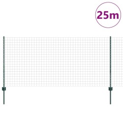 Clôture Euro avec 11 poteaux verts 1x25 m en acier 