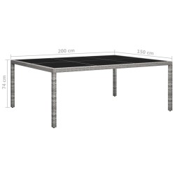 Table à manger d'extérieur Gris 200x150x74 cm Résine tressée 